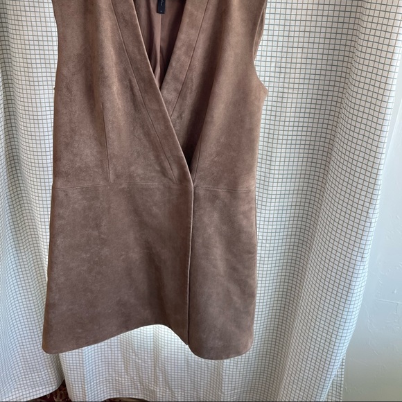 BCBG MAXAZRIA Small Brown Suede Vest Wrap Dress - Picture 6 of 11